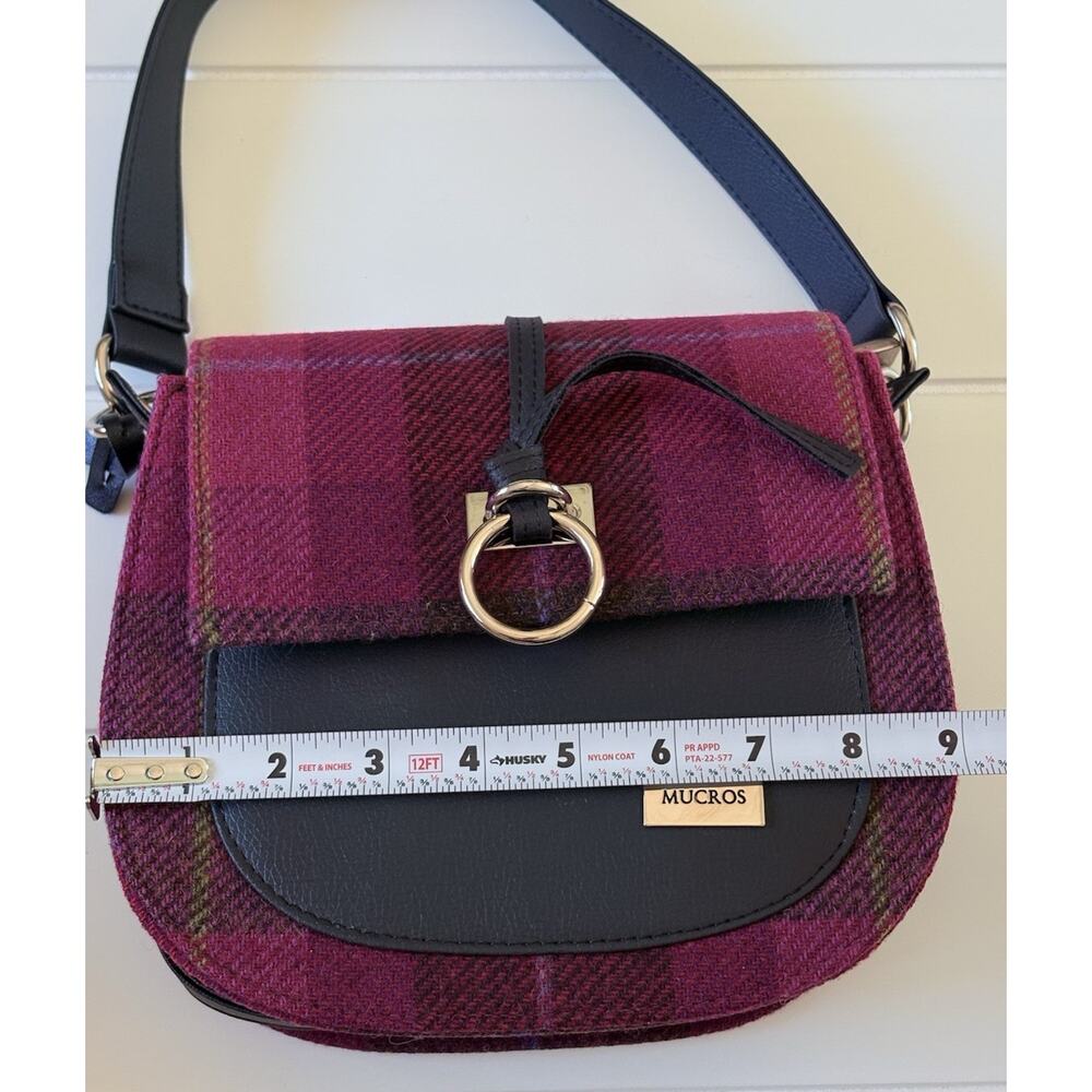 Mucros Weavers Irish Wool Tweed Pink Plaid Handbag Heritage Preppy Academia - Picture 12 of 15
